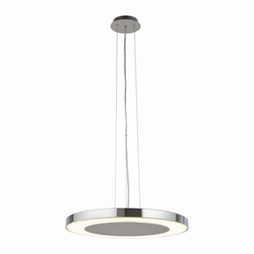 Lexi LED Disc Chrome & Crushed Ice Effect Pendant - 50cm minimalist ceiling light