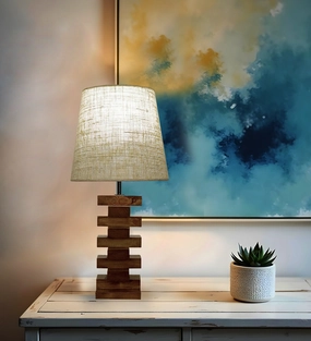 Libra Brown Wooden Table Lamp with White Fabric Lampshade (BULB NOT INCLUDED) Louis Poulsen chandelier