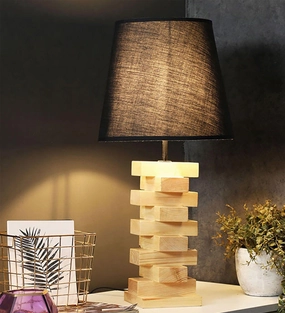 Libra Brown Wooden Table Lamp with Yellow Printed Fabric Lampshade (BULB NOT INCLUDED) Louis Poulsen chandelier