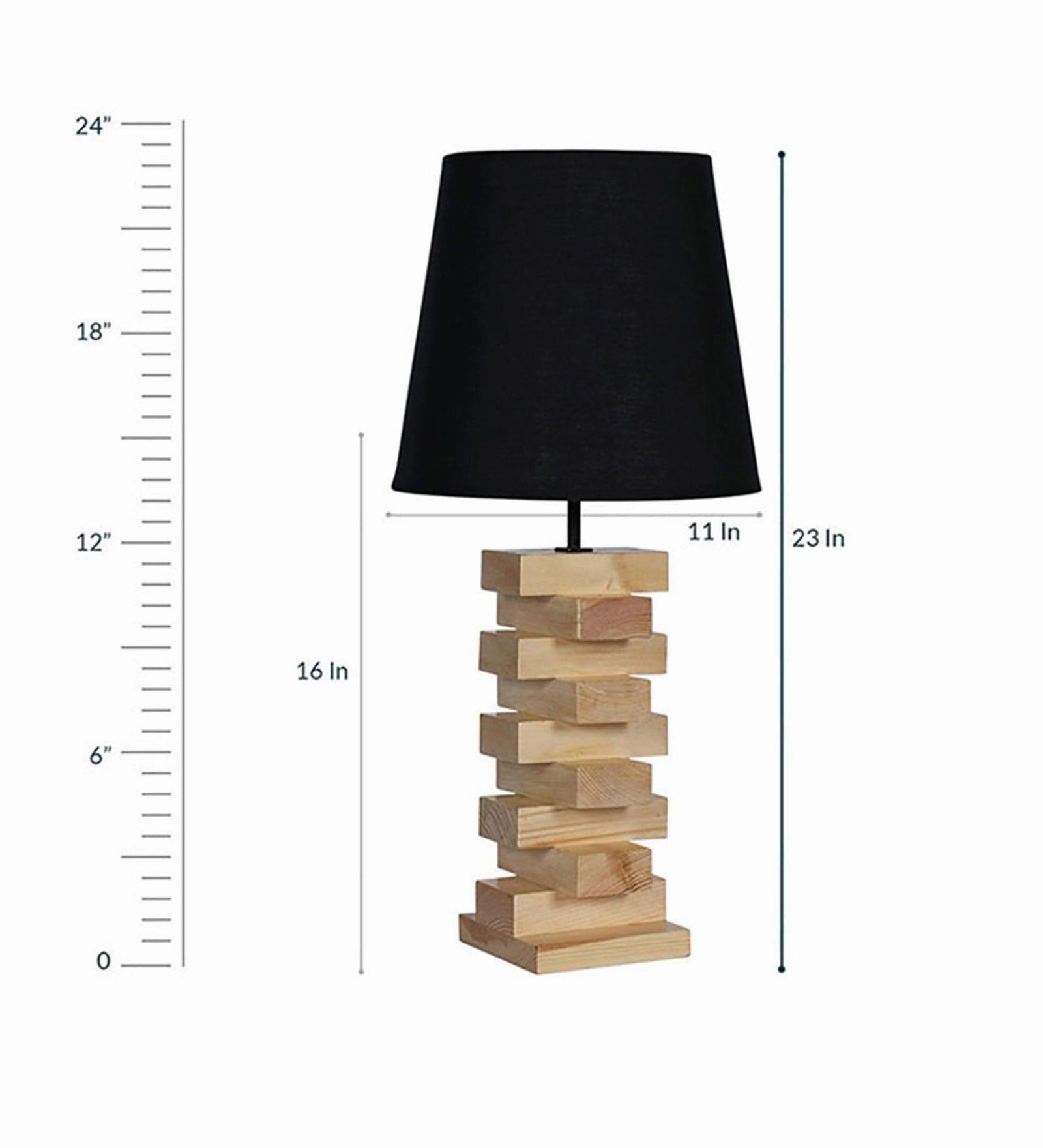 Libra Brown Wooden Table Lamp with Yellow Printed Fabric Lampshade (BULB NOT INCLUDED)