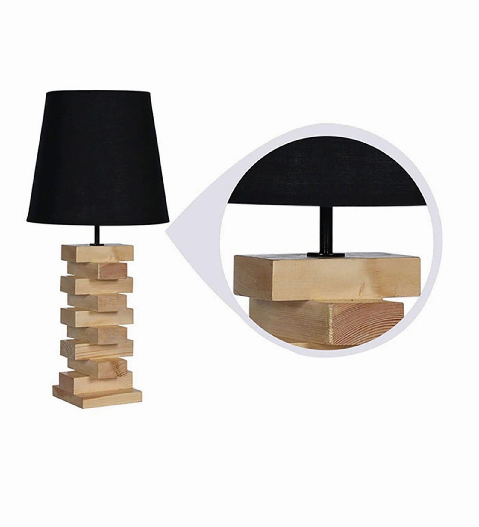 Libra Brown Wooden Table Lamp with Yellow Printed Fabric Lampshade (BULB NOT INCLUDED)