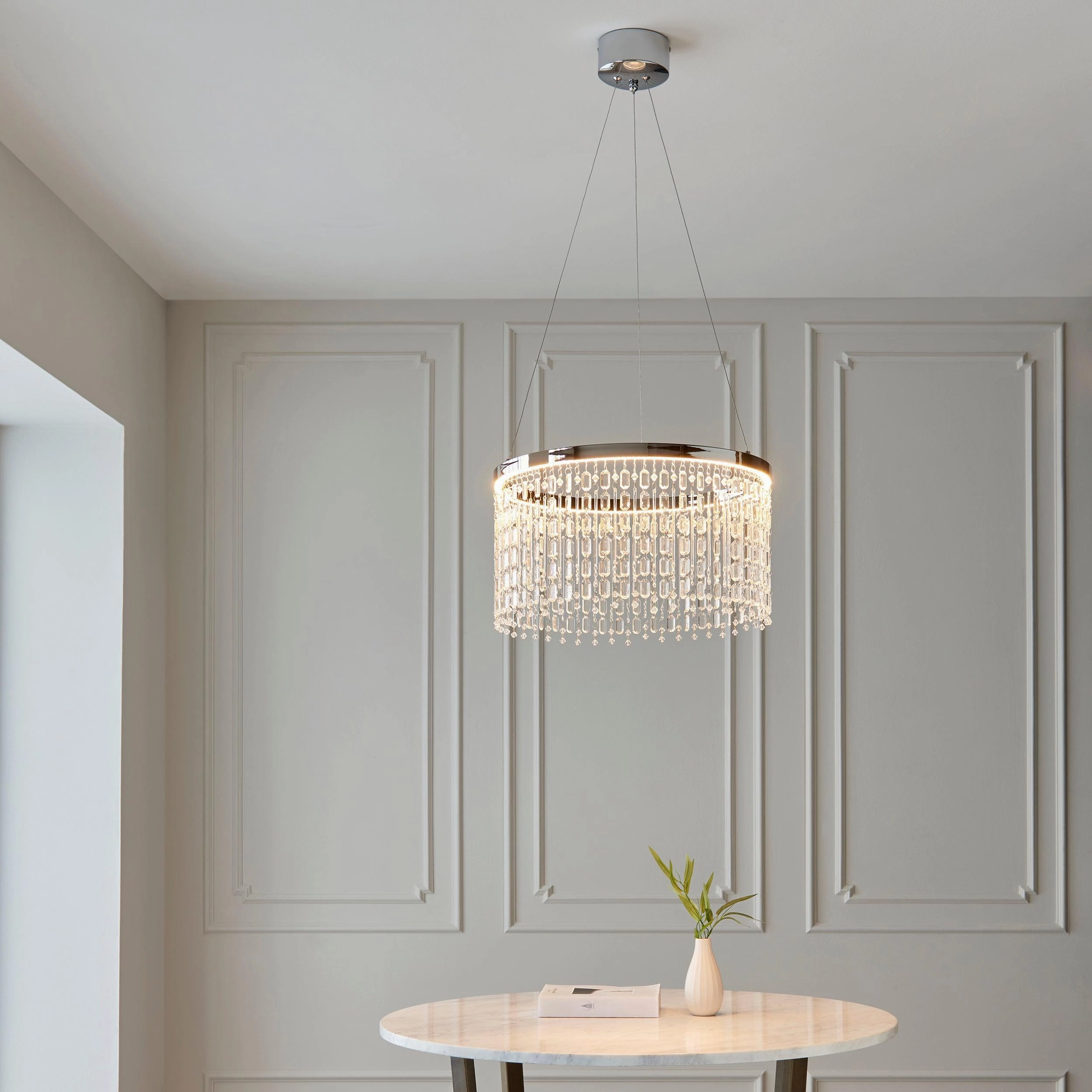 Liliana LED Chrome & Crystal Glass Ceiling Pendant