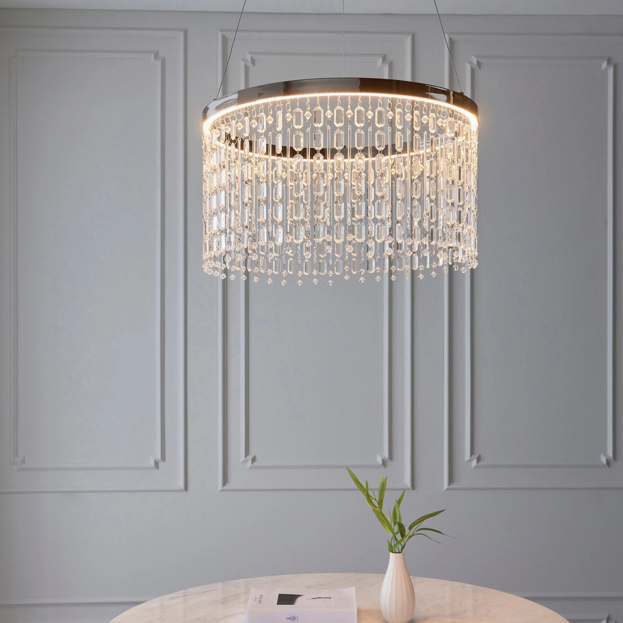Liliana LED Chrome & Crystal Glass Ceiling Pendant