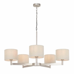 Lille Matt Nickel 5 Light Ceiling Pendant with Taupe Shades modern ceiling lamp