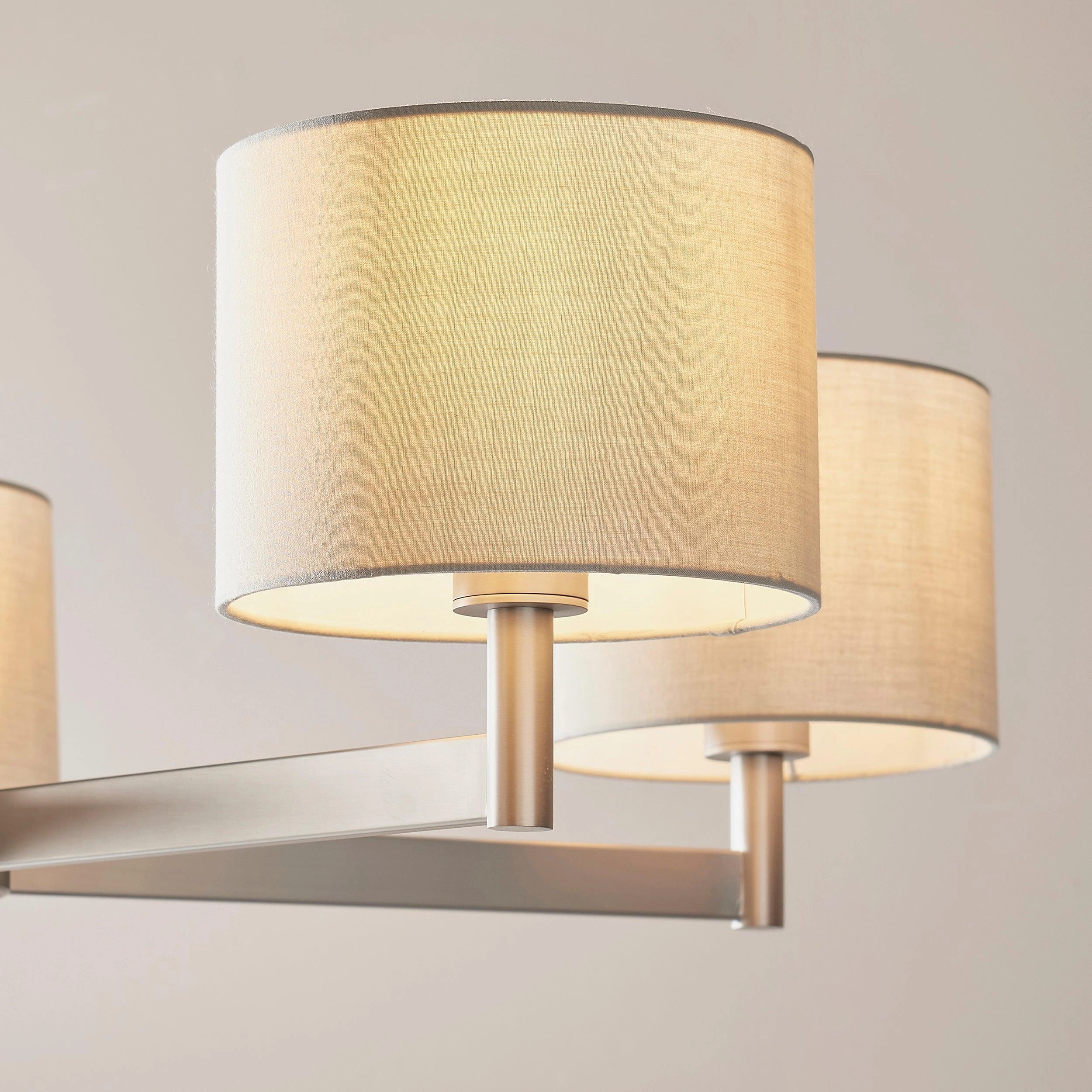 Lille Matt Nickel 5 Light Ceiling Pendant with Taupe Shades