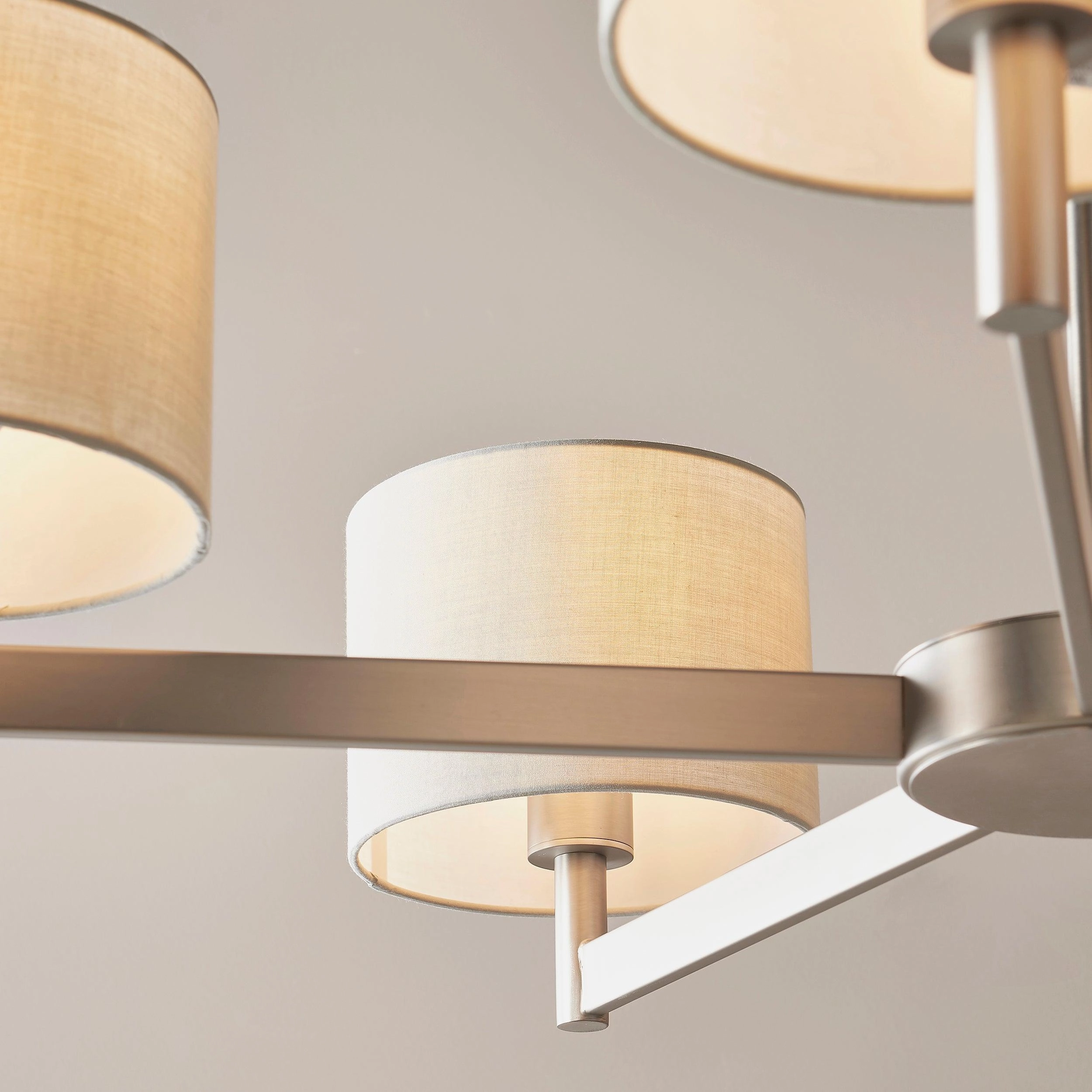 Lille Matt Nickel 5 Light Ceiling Pendant with Taupe Shades