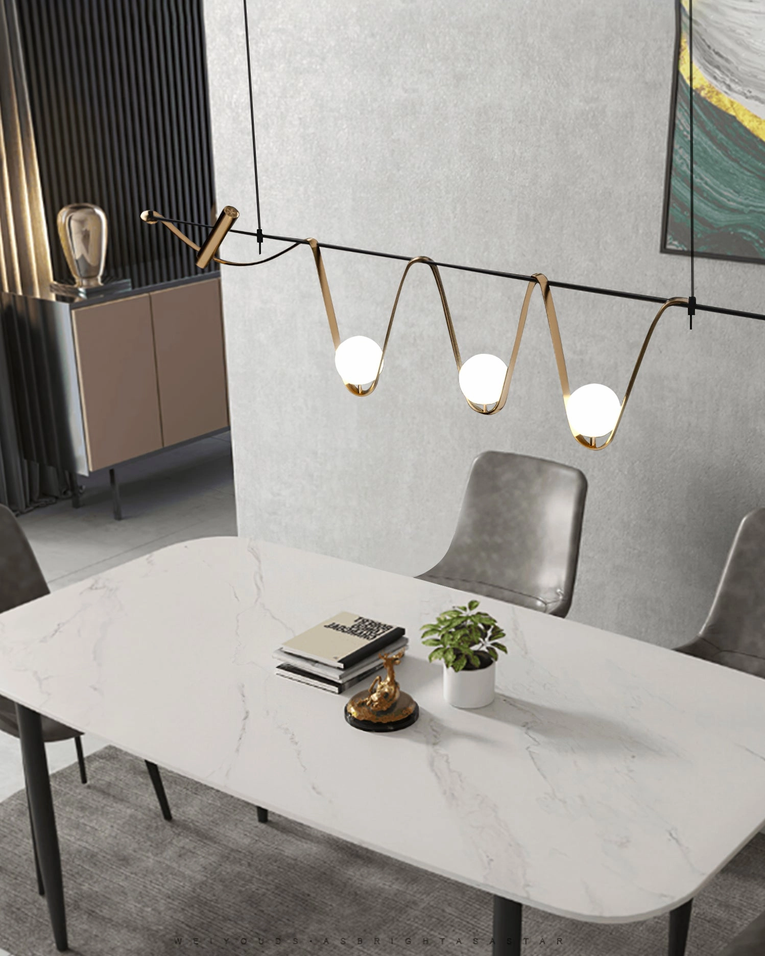 Linear Island Chandelier