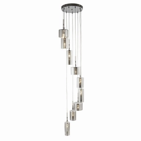 Linen 9 Light Multi-Drop Chrome Pendant - Glass Shades minimalist ceiling light