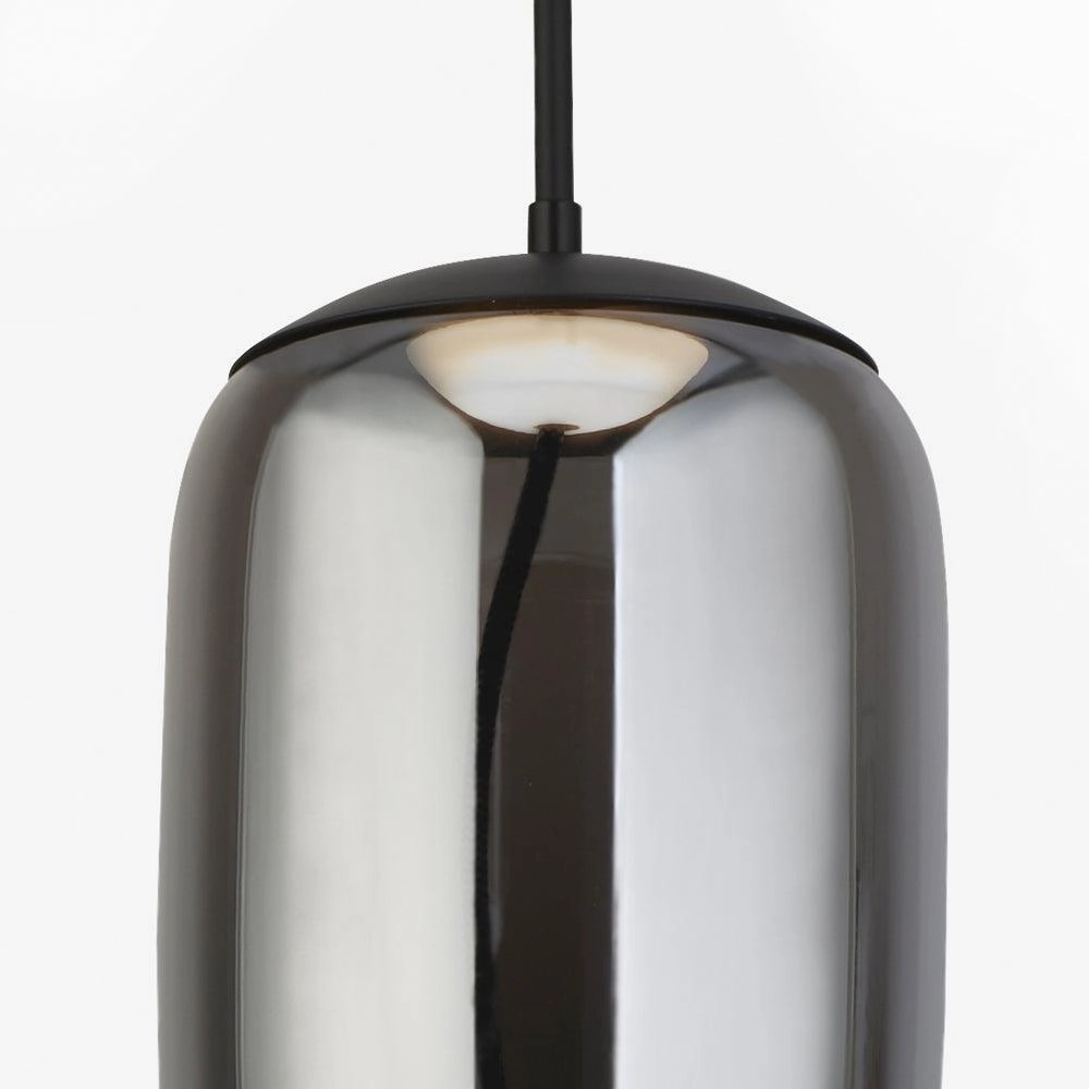 Lisbon 1 Light Black And Smoked Glass LED Ceiling Pendant