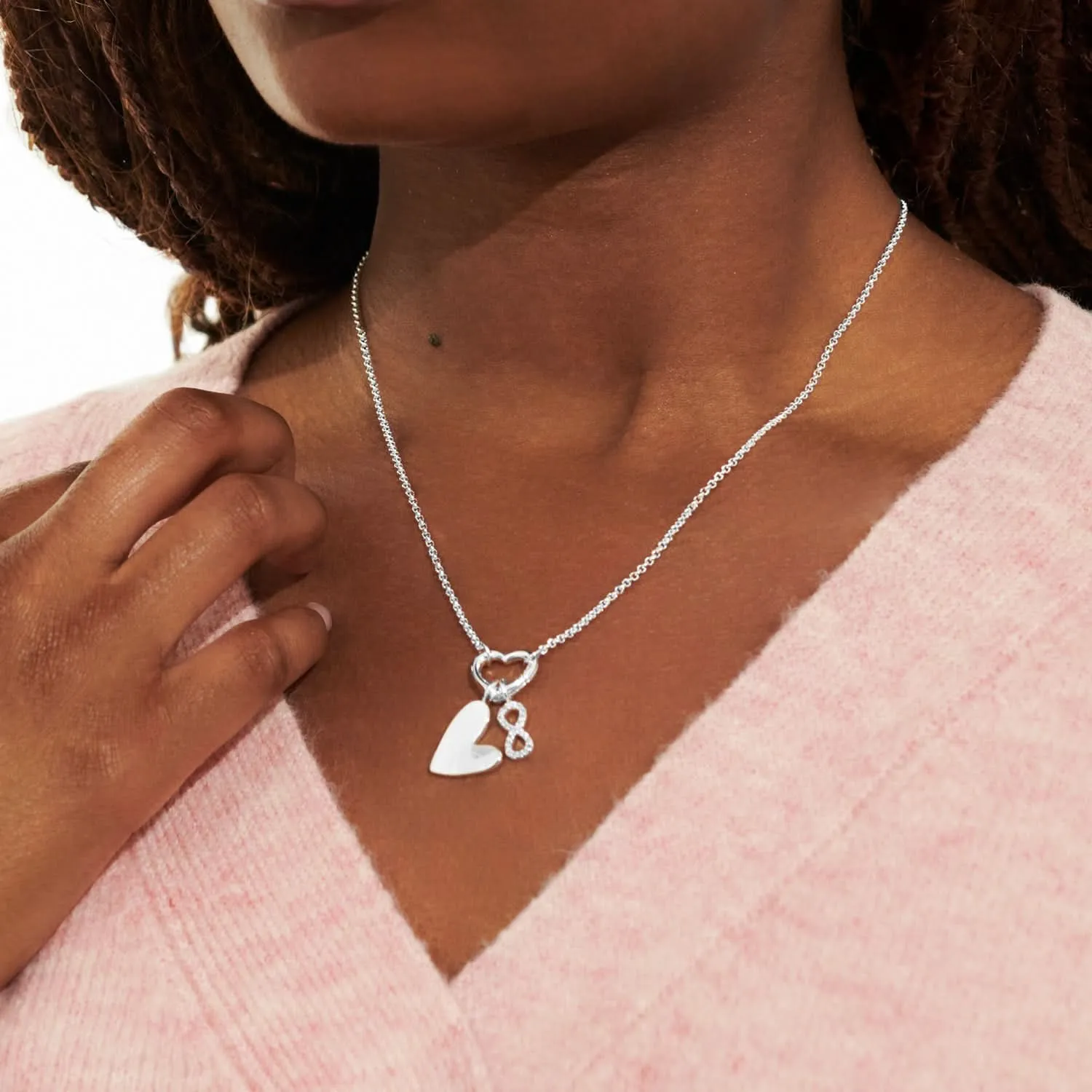 Little Links Heart Clasp Forever Heart Charms Silver Plated Necklace 7548 Joma Jewellery