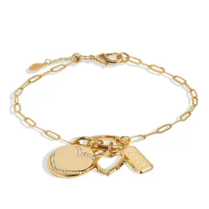 Little Links Oval Clasp Love Charms Gold Plated Bracelet 7538 Joma Jewellery