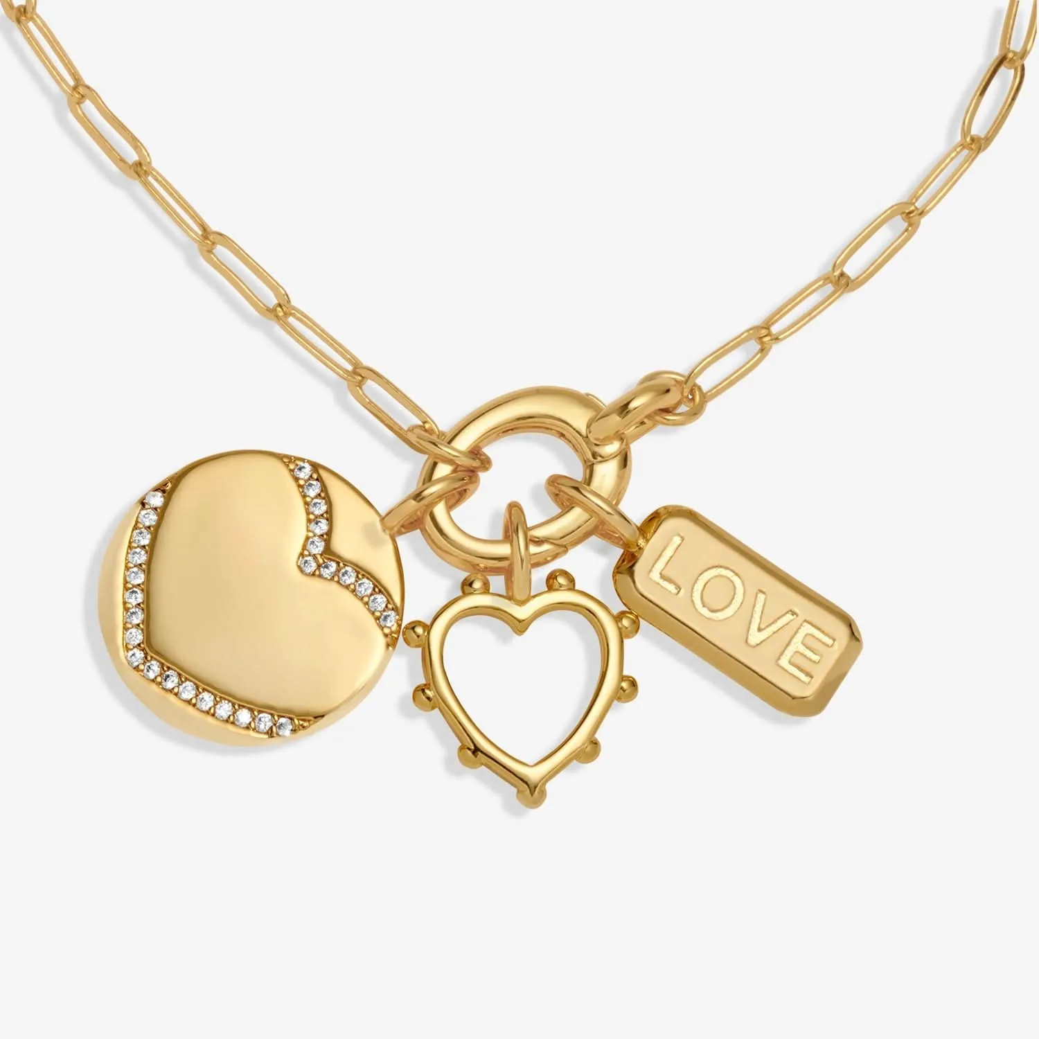 Little Links Oval Clasp Love Charms Gold Plated Bracelet 7538 Joma Jewellery
