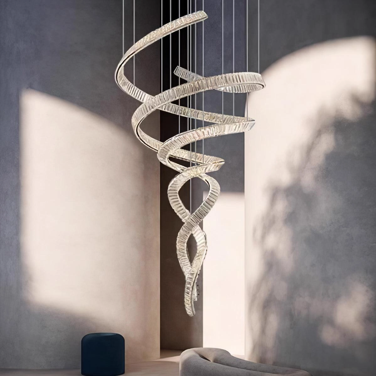 Long Spiral Crystal Chandelier