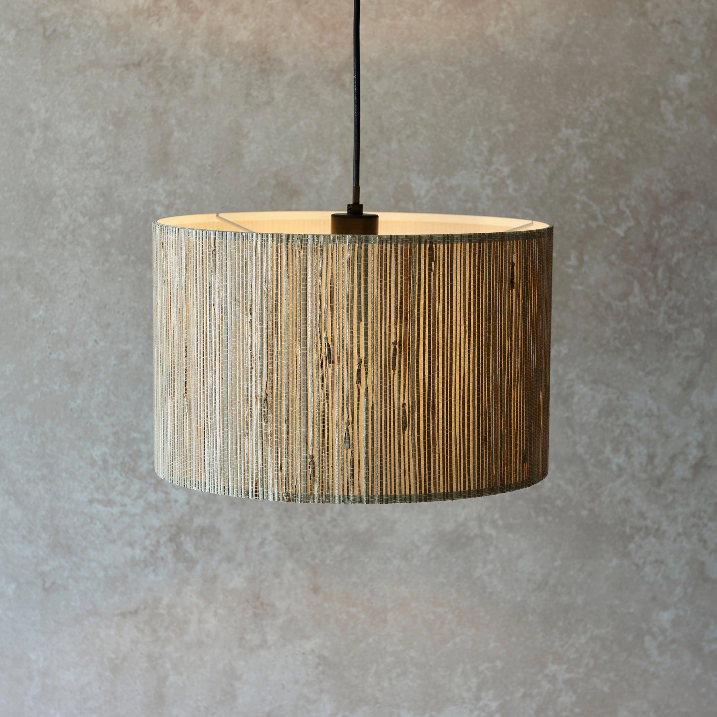 Longshore 1 Light Black Ceiling Pendant - Seagrass Shade
