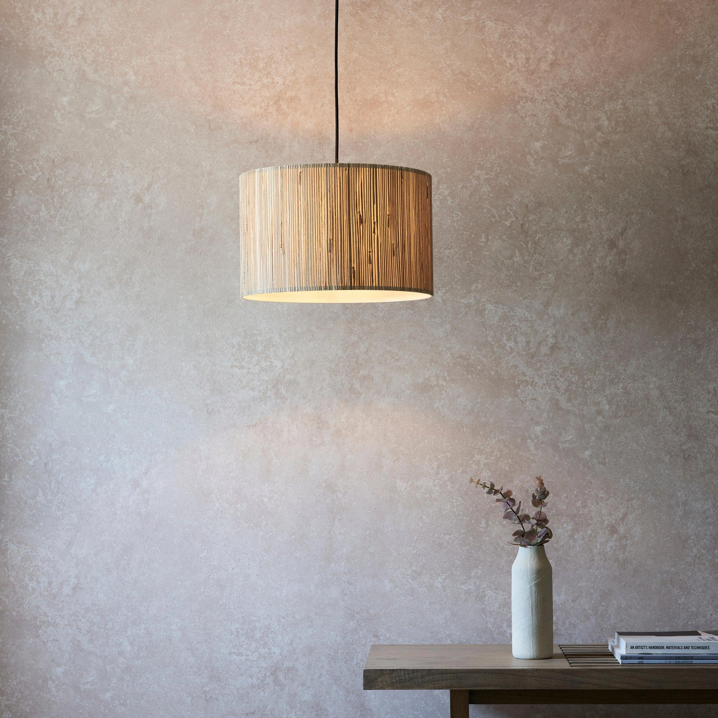 Longshore 1 Light Black Ceiling Pendant - Seagrass Shade