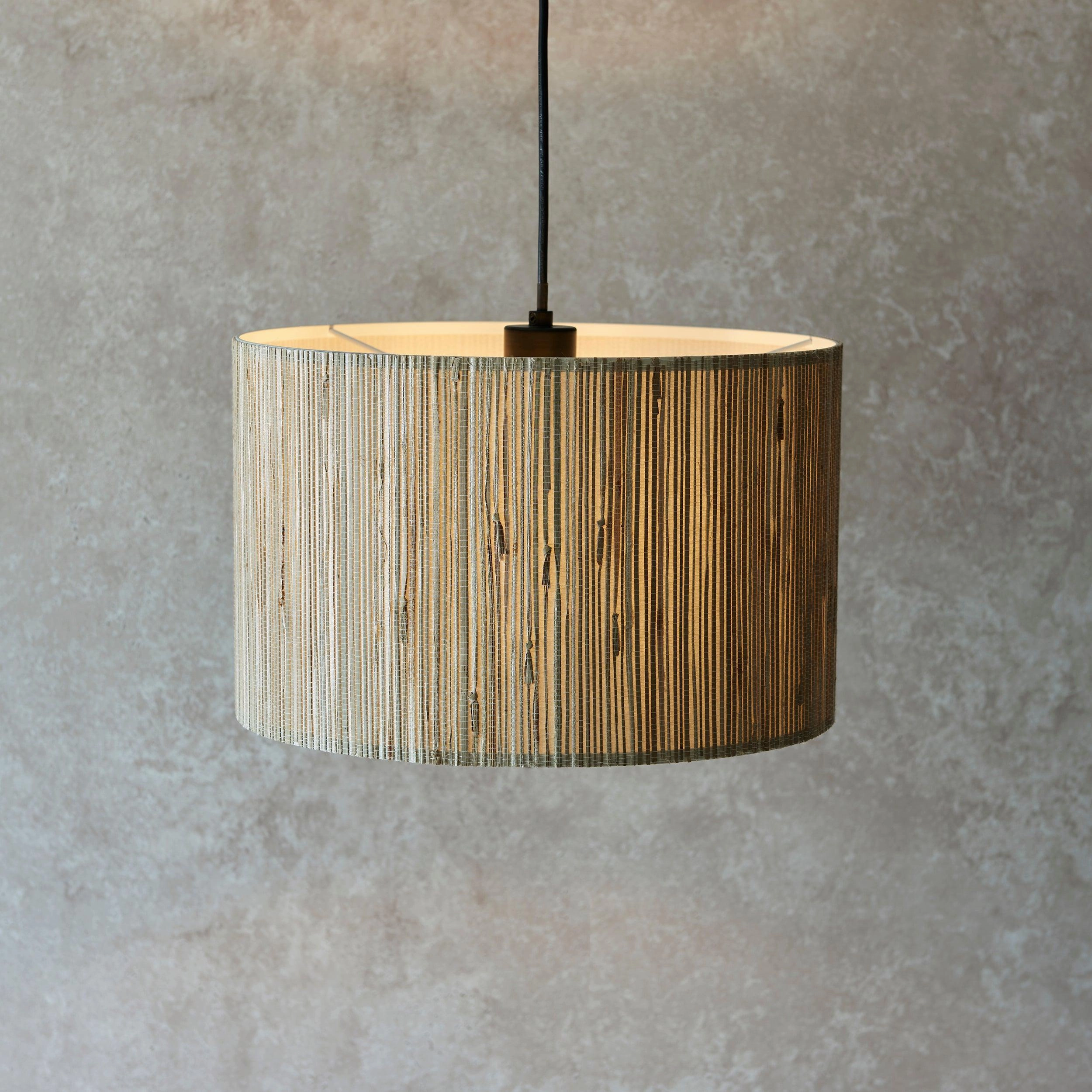 Longshore 1 Light Black Ceiling Pendant - Seagrass Shade
