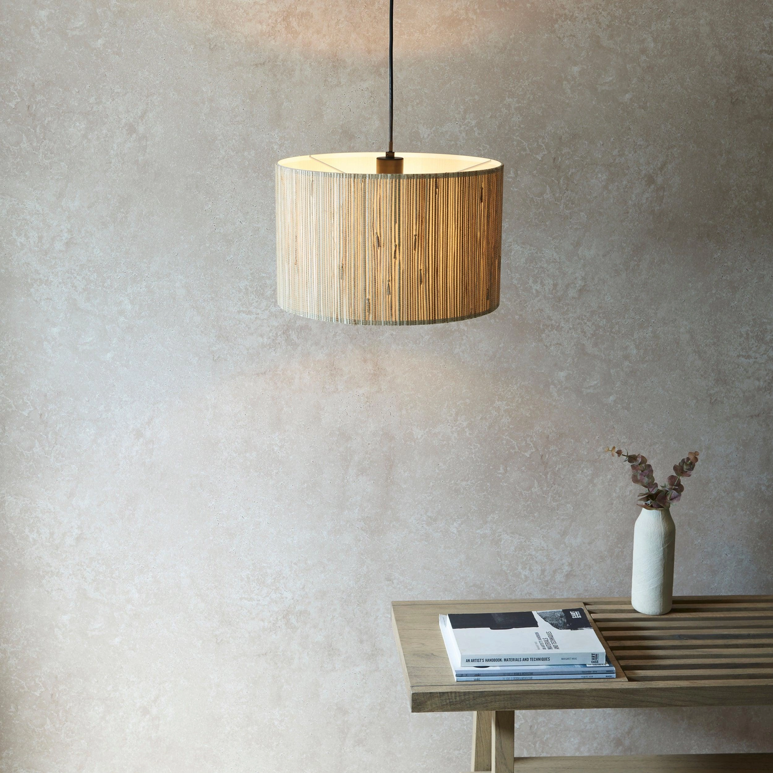 Longshore 1 Light Black Ceiling Pendant - Seagrass Shade