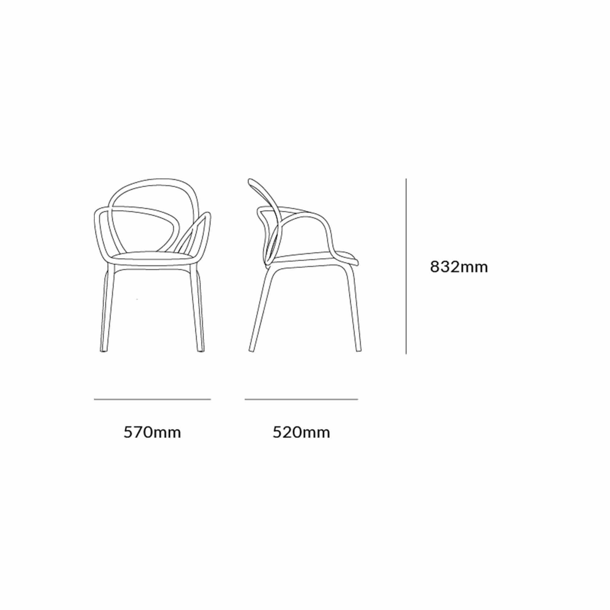 Loop Chair without Cushion, set of 2 pieces