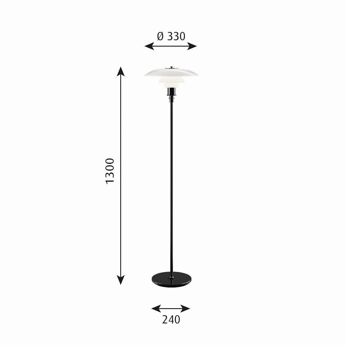 Louis Poulsen Ph 31/2 21/2 Floor Lamp Black Metallized