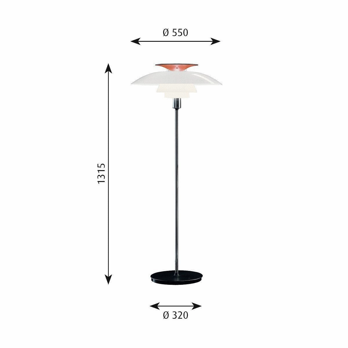 Louis Poulsen Ph 80 Floor Lamp, Acrylic Opal White