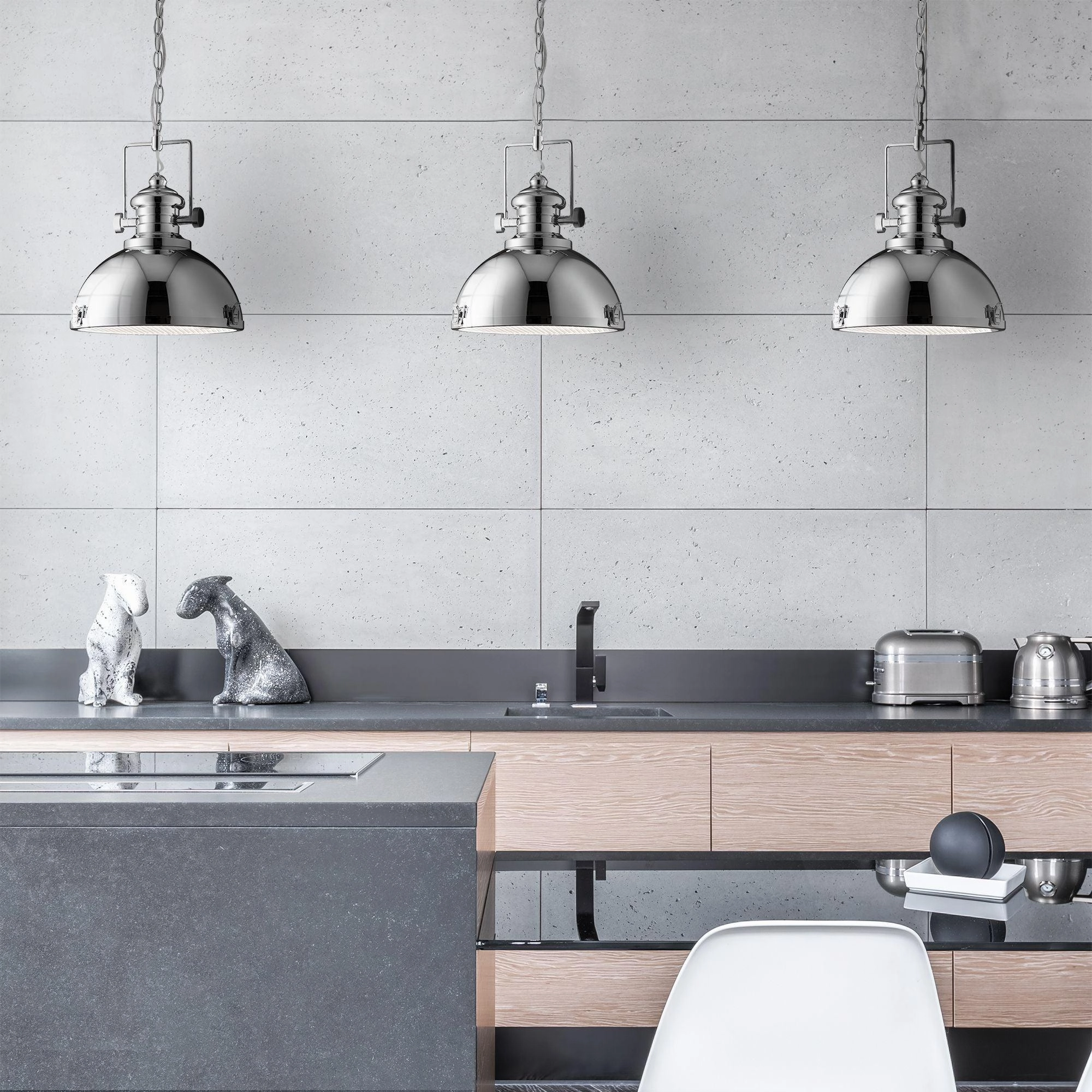 Louisiana Industrial 1 Light Chrome Pendant Searchlight