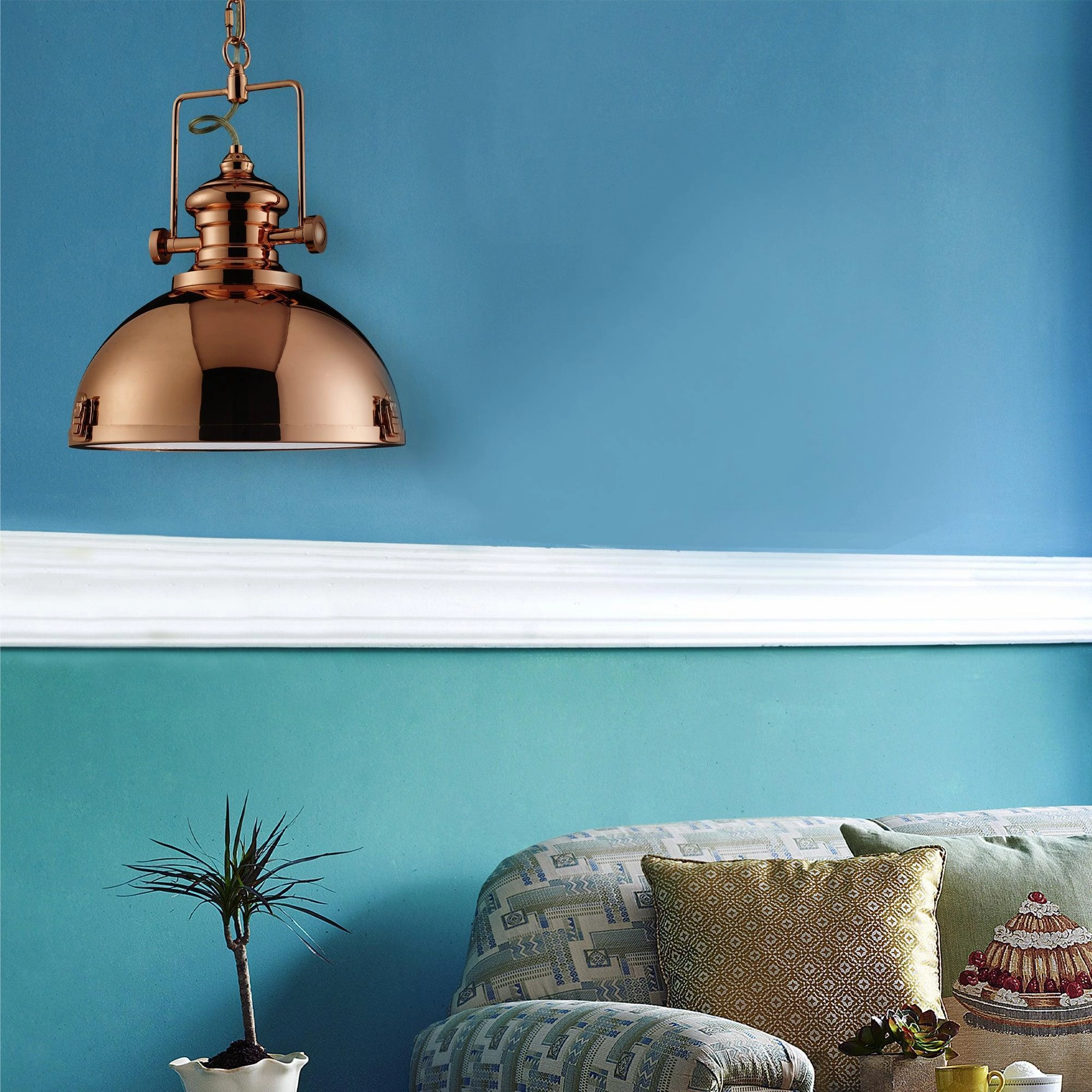 Louisiana Industrial 1 Light Copper Pendant Searchlight minimalist ceiling light