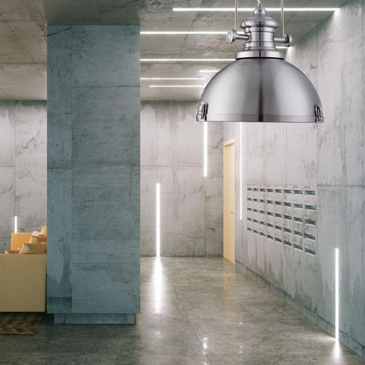 Louisiana Industrial 1 Light Satin Silver Ceiling Pendant