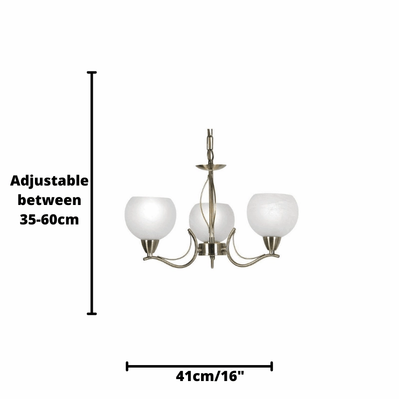 Luanda 3 Light Antique Brass Pendant Chandelier
