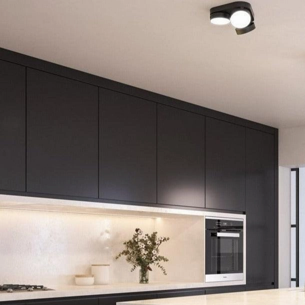Lutec Stanos 3 Light Modern LED Flush Ceiling Light - Black