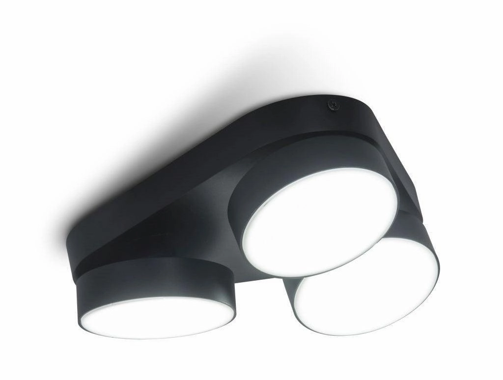 Lutec Stanos 3 Light Modern LED Flush Ceiling Light - Black