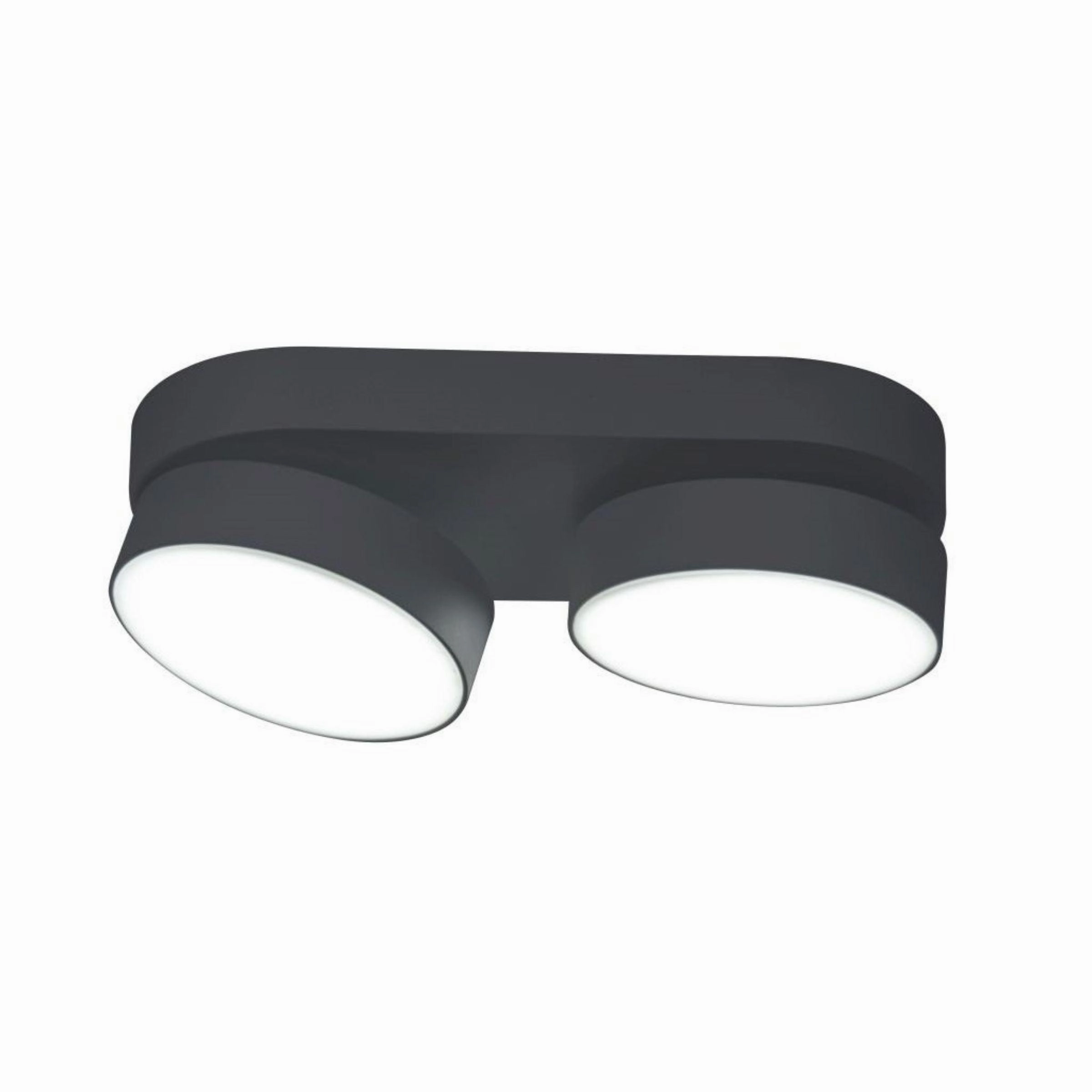 Lutec Stanos Flush LED Double Ceiling Light - Black