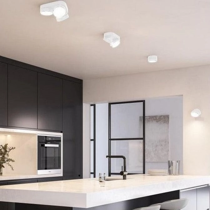 Lutec Stanos LED Flush 2 Lamp Ceiling Light - White