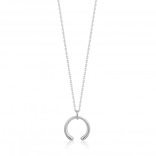 Luxe Minimalism Rhodium Luxe Curve Necklace N024-03H Ania Haie Jewellery