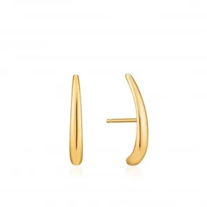 Luxe Minimalism Shiny Gold Luxe Lobe Hook Stud Earrings E024-05G Ania Haie Jewellery