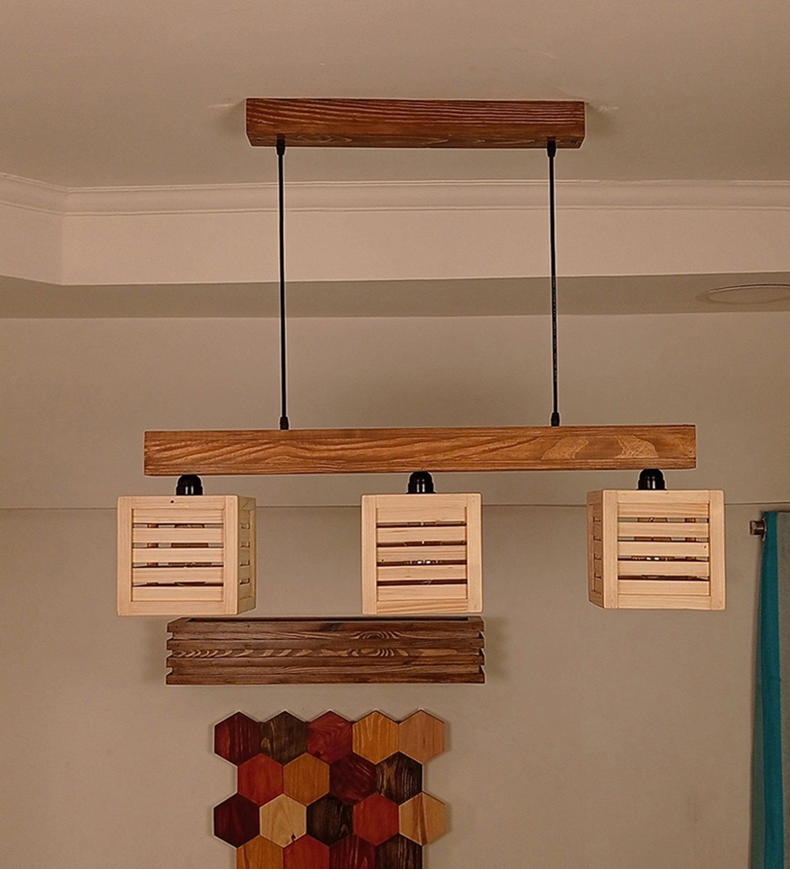 Lyon Beige & Brown Wooden Series Hanging Lamp (BULB NOT INCLUDED)