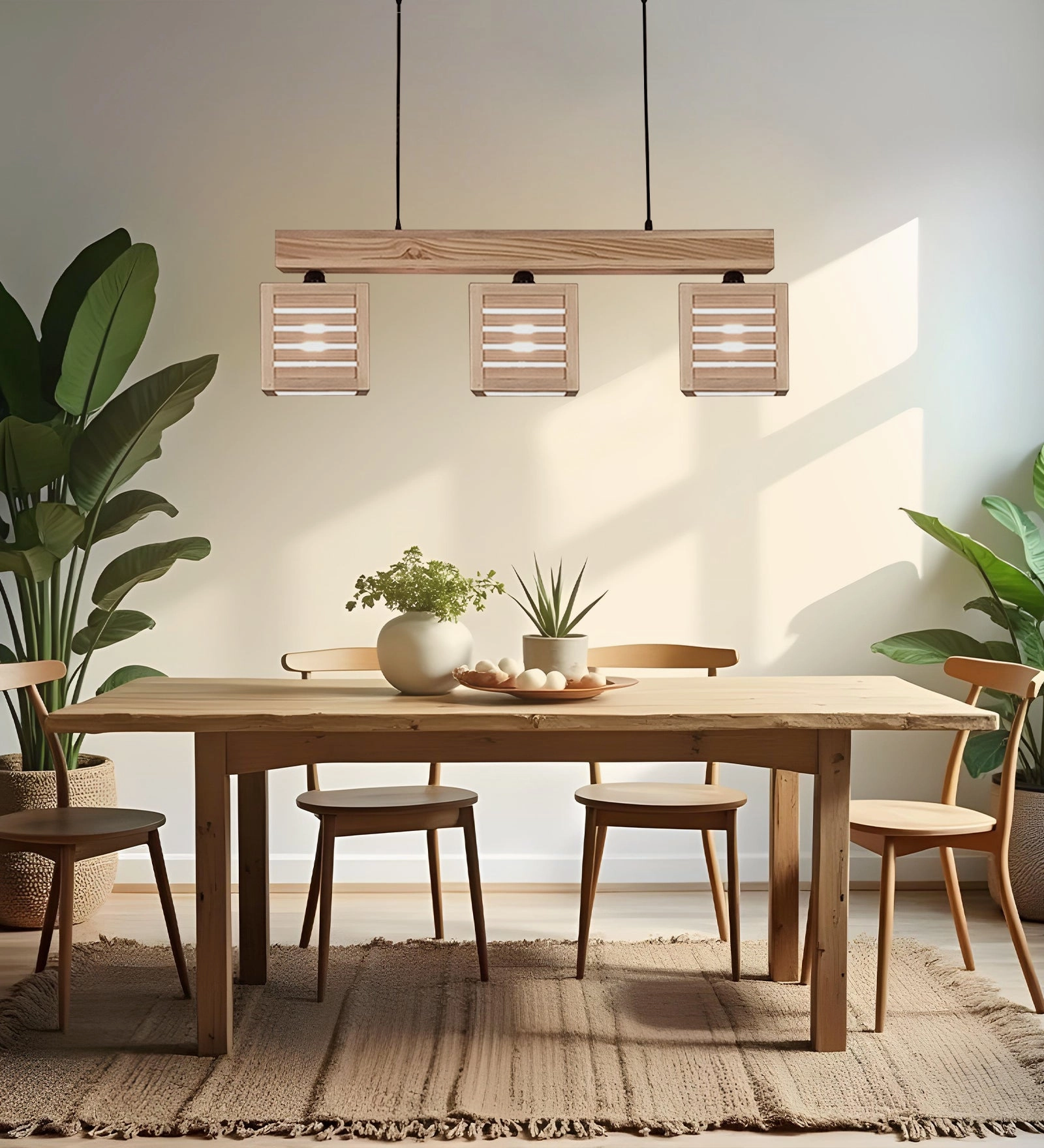 Lyon Beige Wooden Series Hanging Lamp (BULB NOT INCLUDED) contemporary ceiling fixture