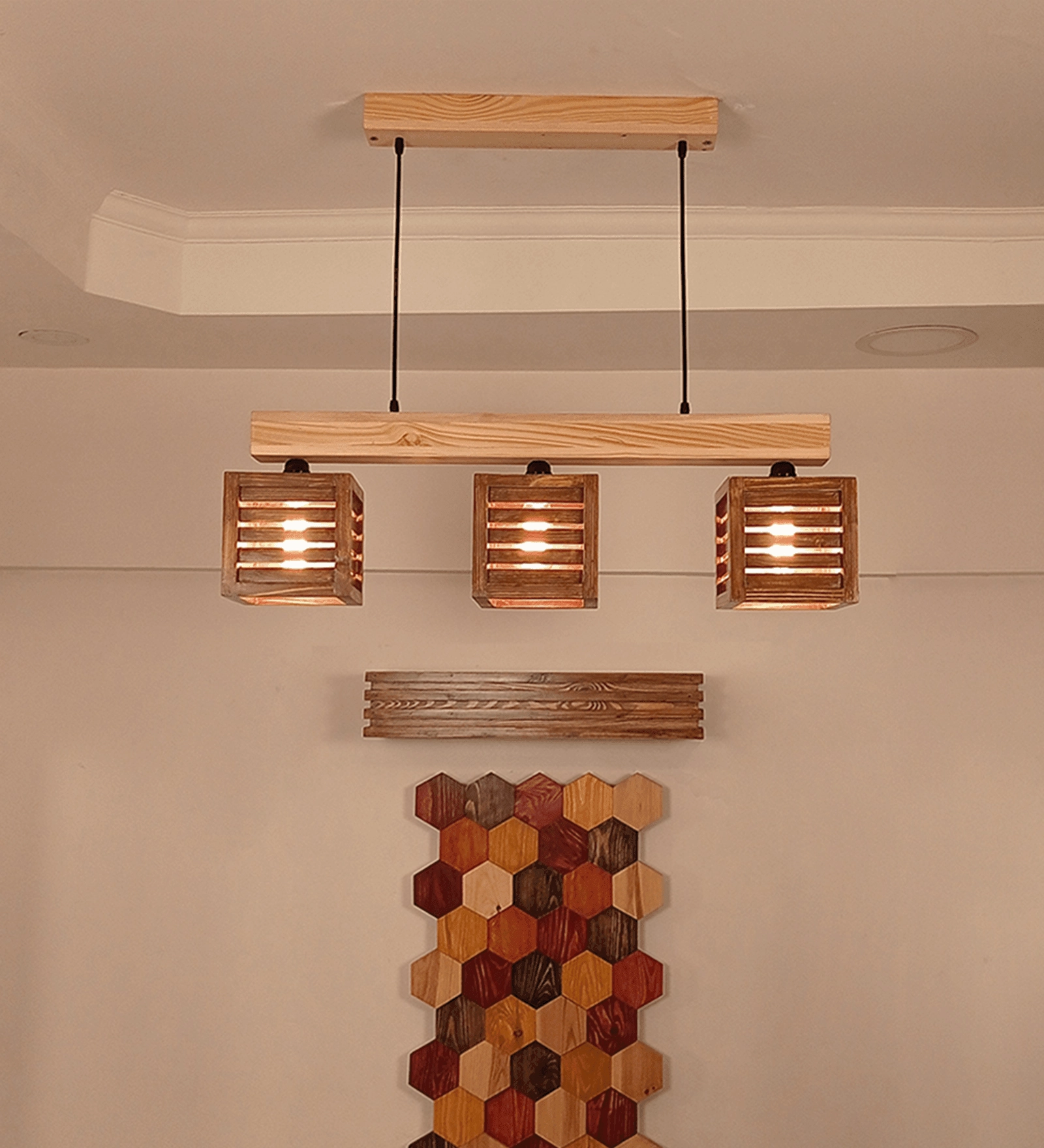 Lyon Brown & Beige Wooden Series Hanging Lamp (BULB NOT INCLUDED)