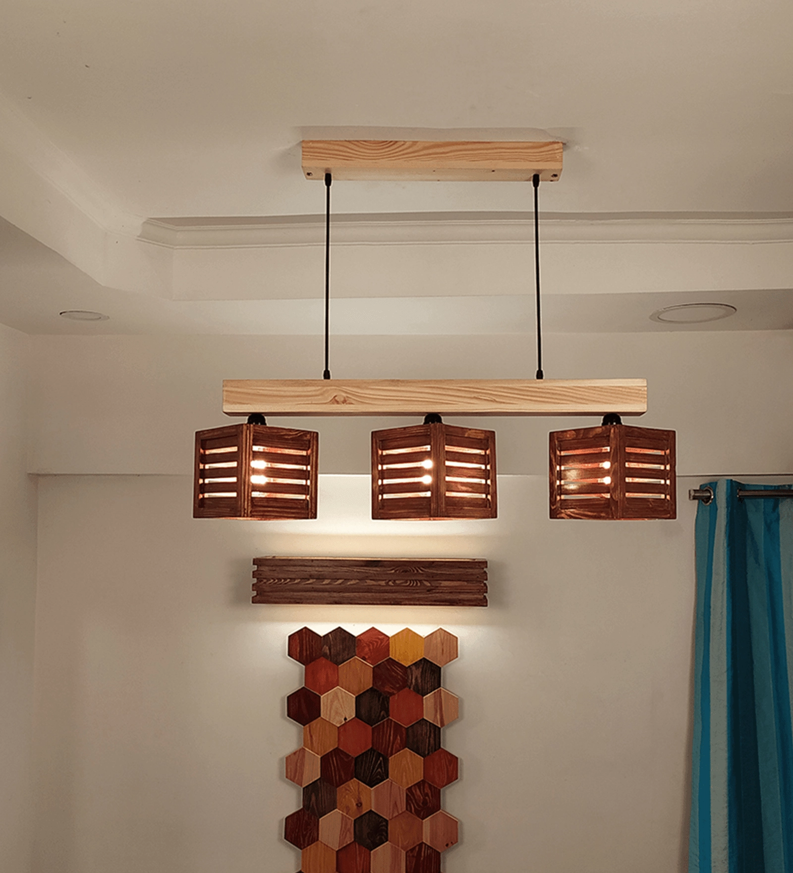 Lyon Brown & Beige Wooden Series Hanging Lamp (BULB NOT INCLUDED)