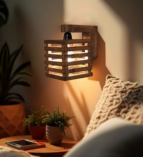 Lyon Brown Wooden Wall Light (BULB NOT INCLUDED) vintage desk lamp