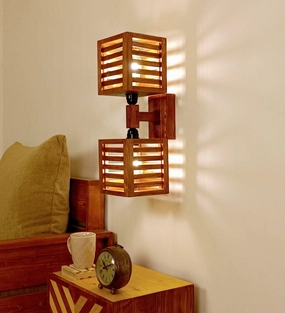 Lyon Duo Brown Wooden Wall Light (BULB NOT INCLUDED) vintage desk lamp