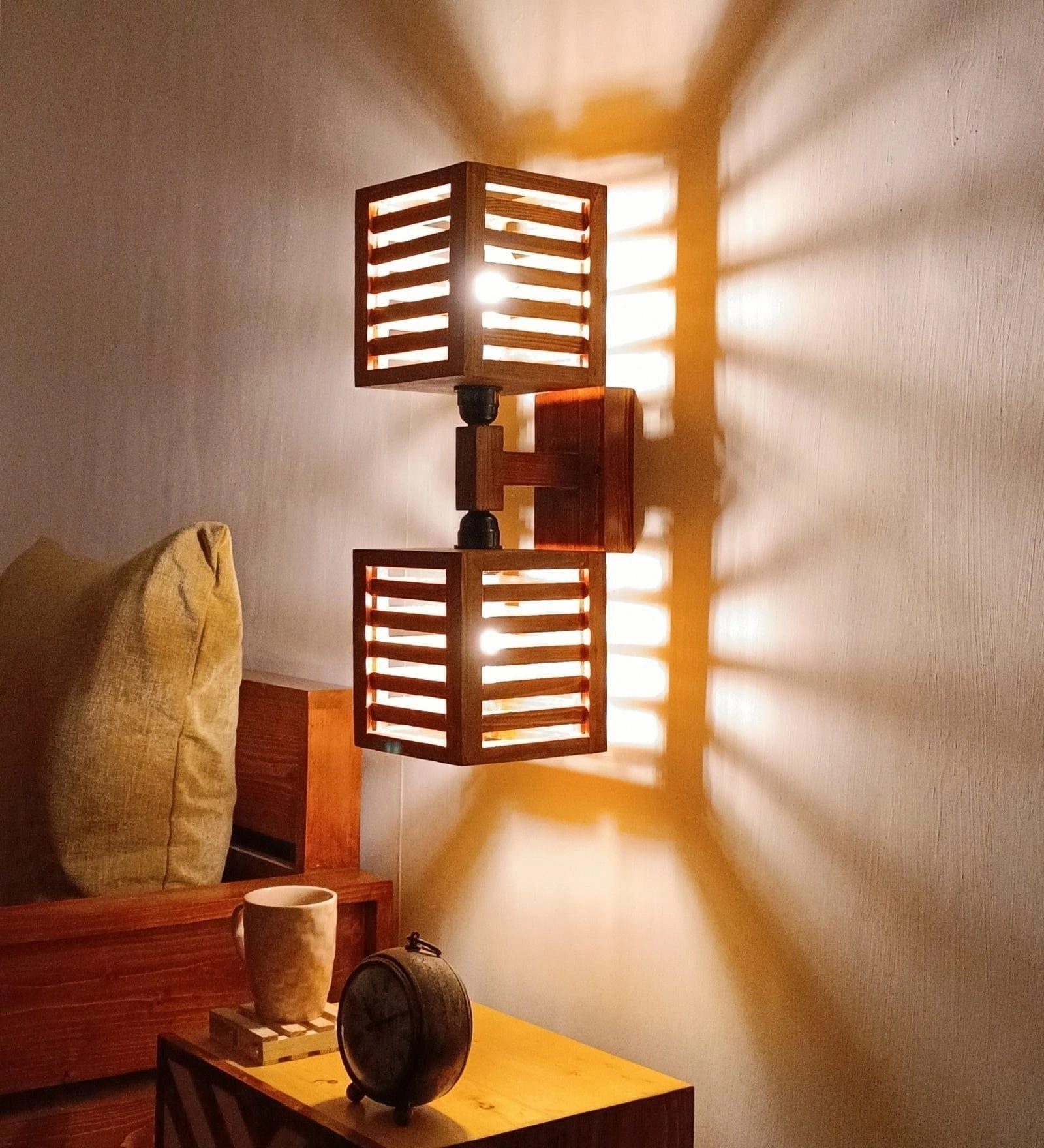 Lyon Duo Brown Wooden Wall Light (BULB NOT INCLUDED)