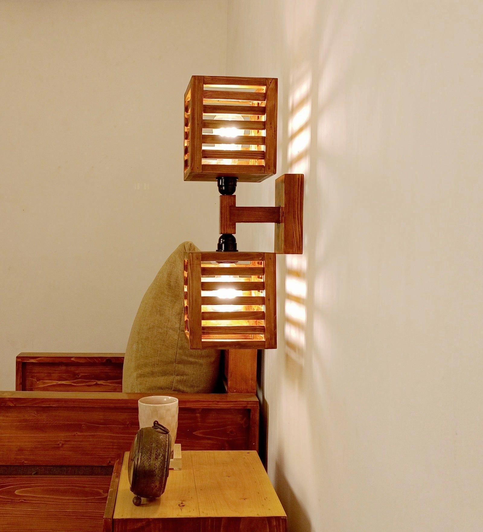 Lyon Duo Brown Wooden Wall Light (BULB NOT INCLUDED)