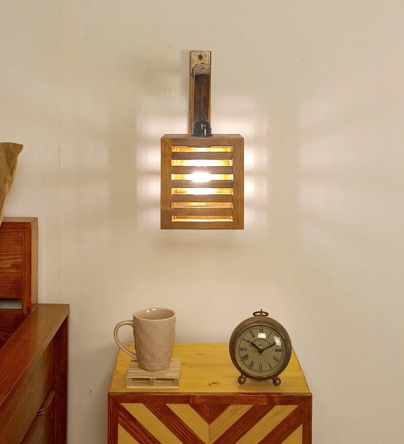 Lyon L Brown Wooden Wall Light (BULB NOT INCLUDED)