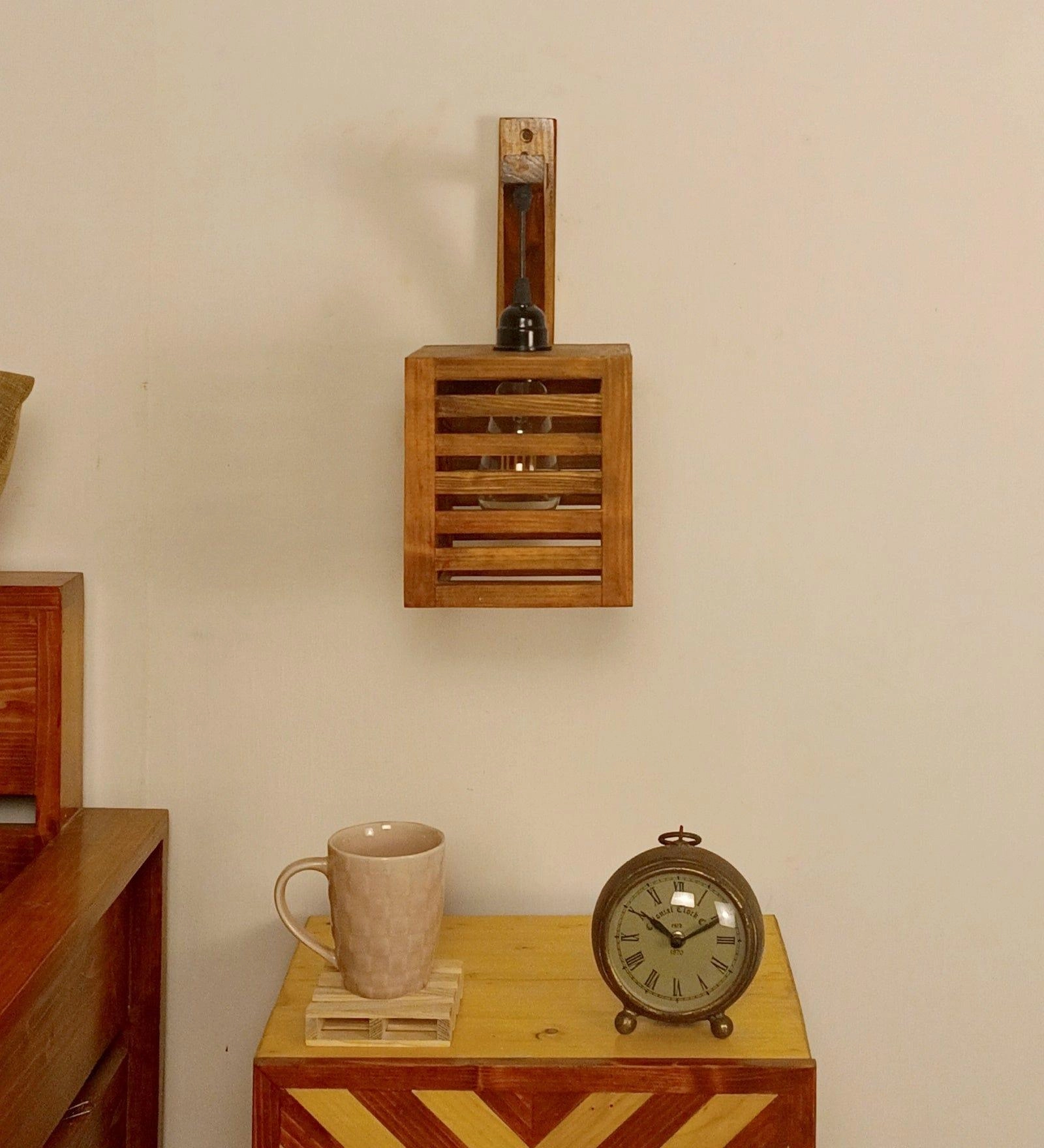 Lyon L Brown Wooden Wall Light (BULB NOT INCLUDED)
