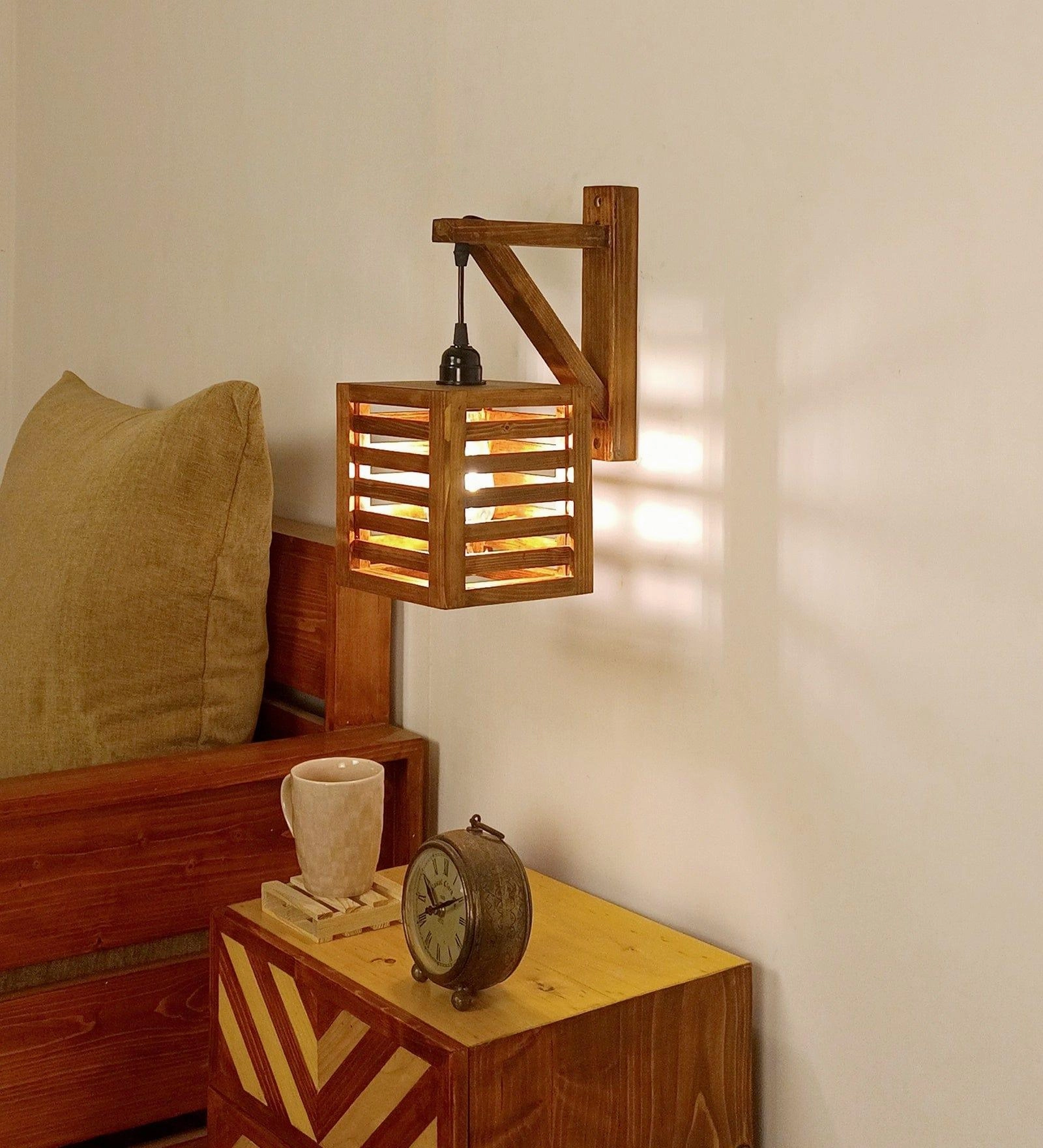 Lyon L Brown Wooden Wall Light (BULB NOT INCLUDED) vintage desk lamp