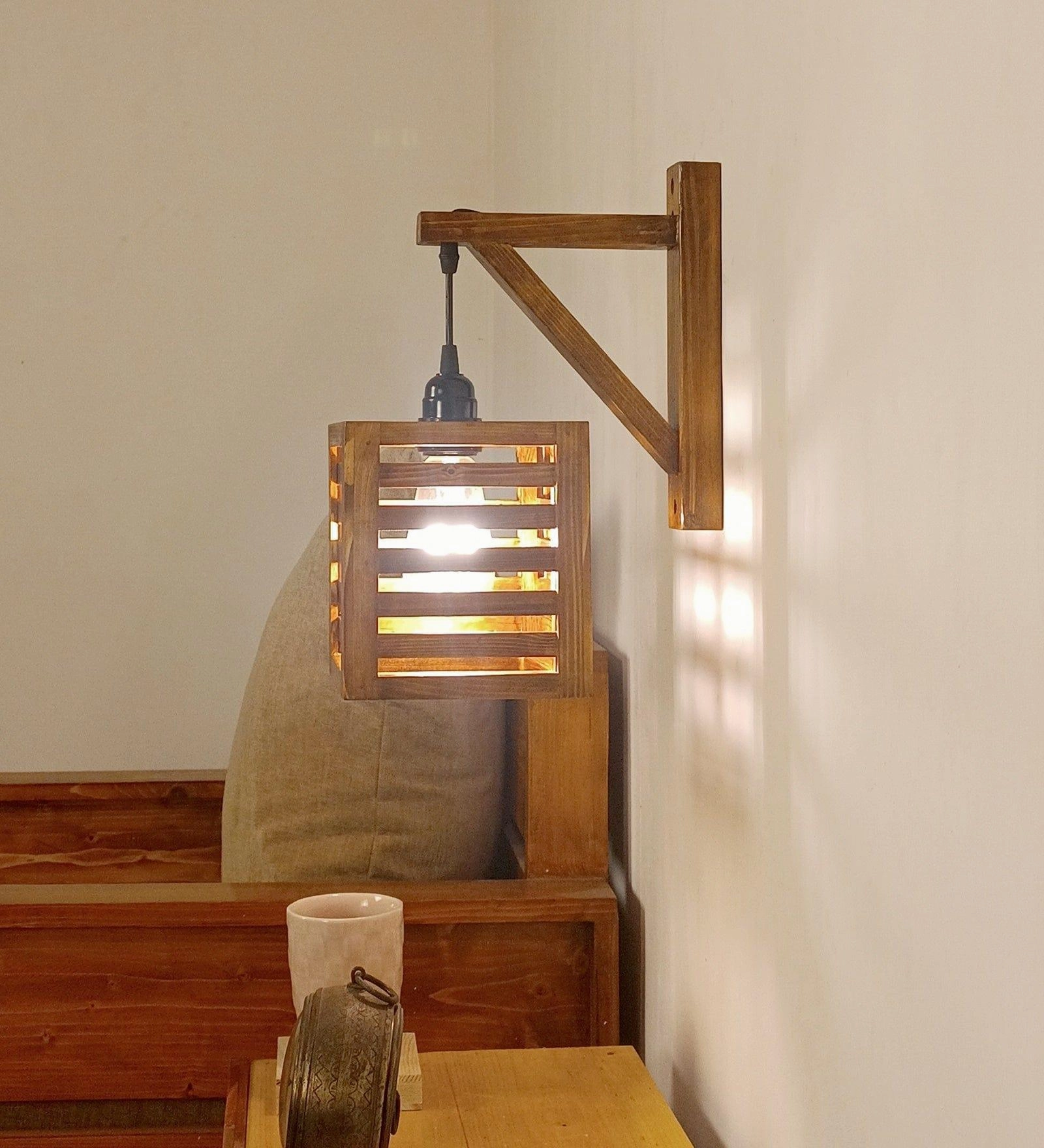 Lyon L Brown Wooden Wall Light (BULB NOT INCLUDED)