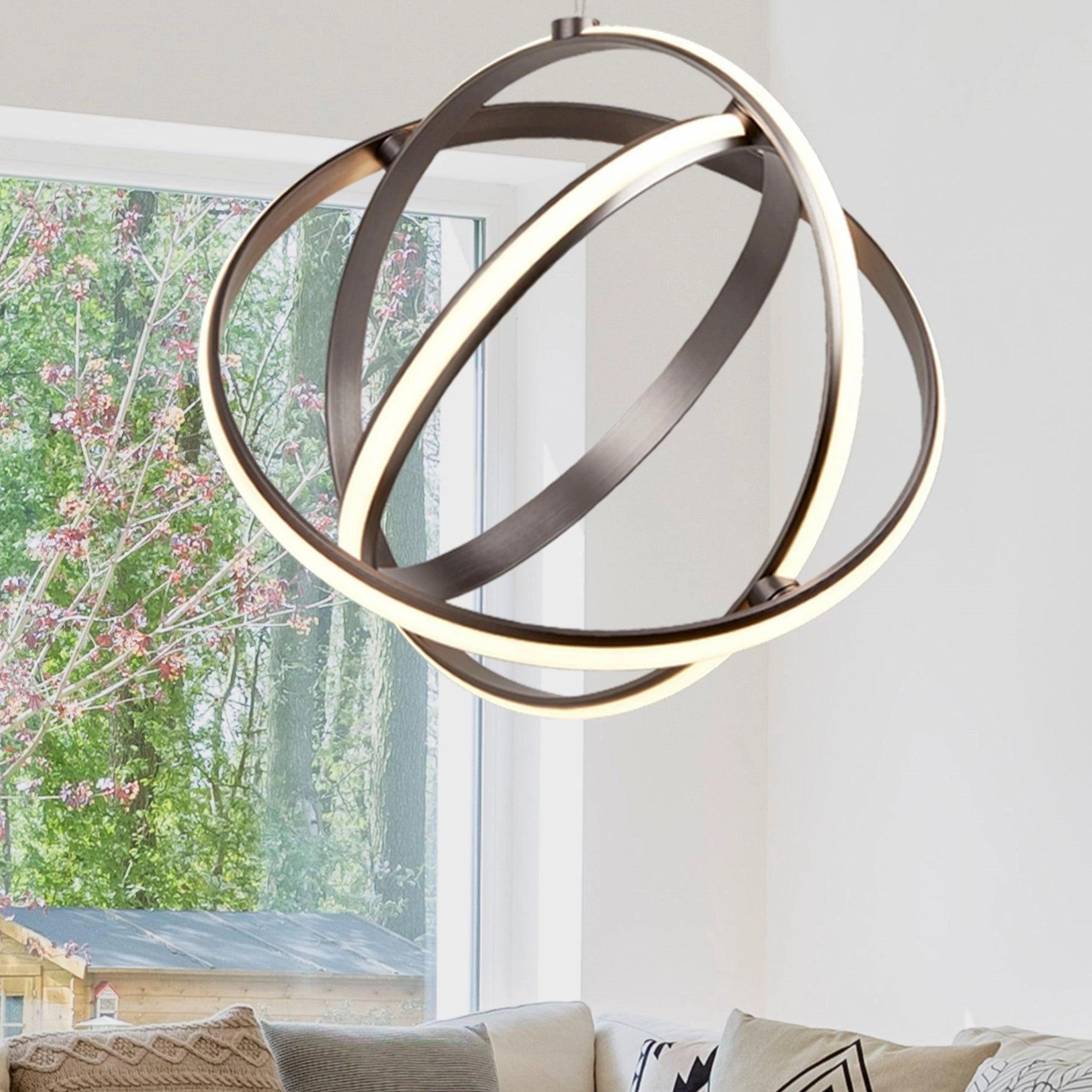 Magic 3 Light Satin Nickel LED Gyro Ceiling Pendant Searchlight