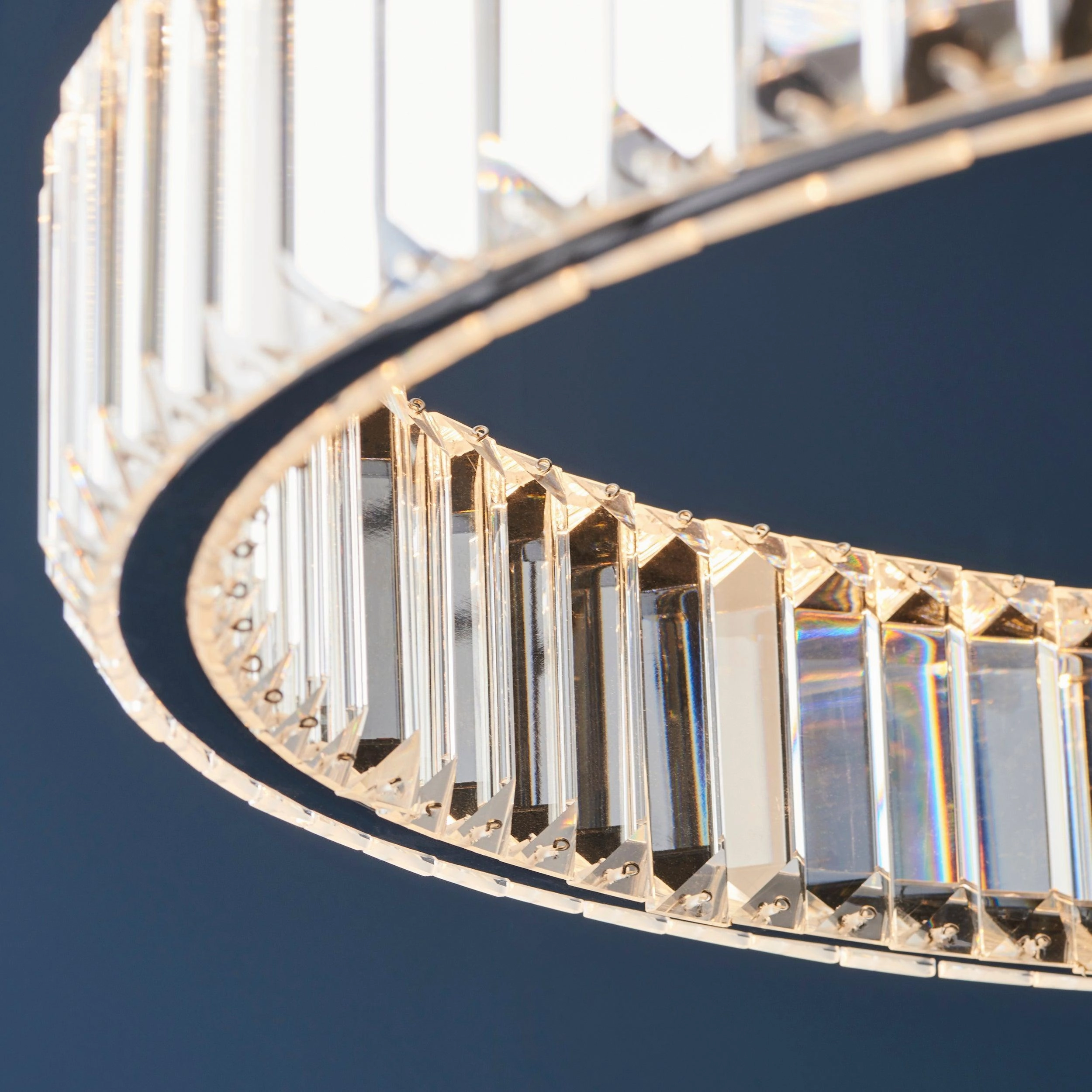 Majestic Chrome & Glass Crystal LED Ring Ceiling Pendant