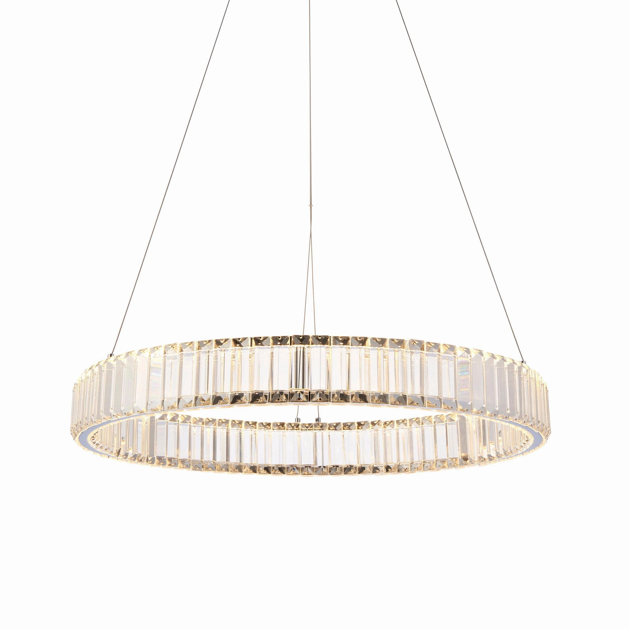 Majestic Chrome & Glass Crystal LED Ring Ceiling Pendant minimalist ceiling light