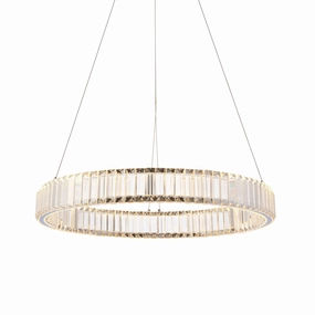 Majestic Chrome & Glass Crystal LED Ring Ceiling Pendant minimalist ceiling light